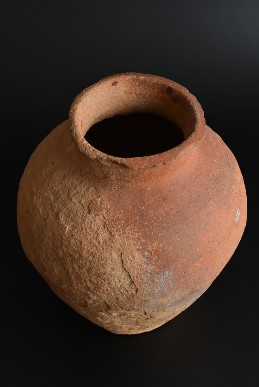 Japanese Antique Pottery Jar/1400-1500/Tokoname Ware / Wabi-Sabi Vase 1