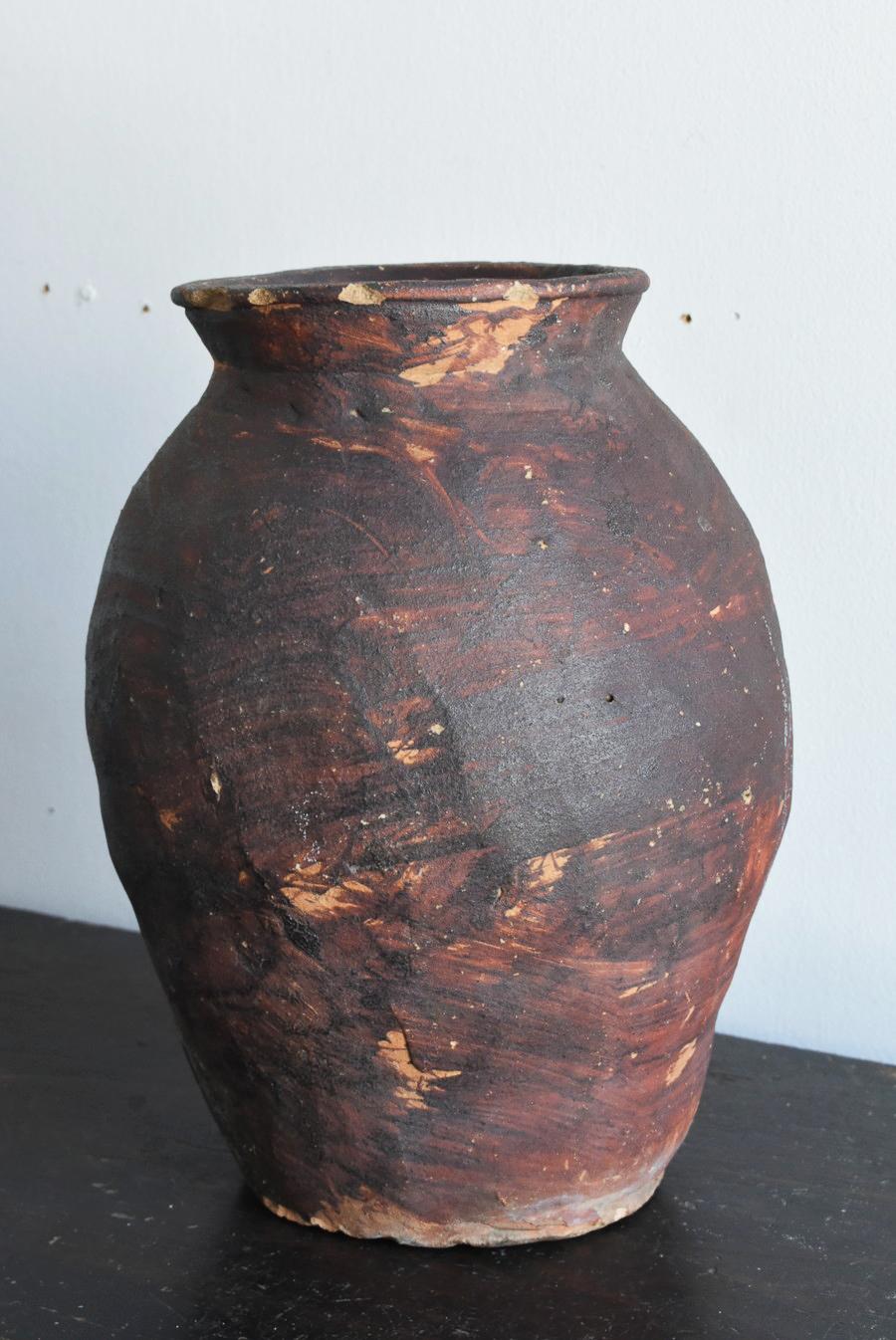 Edo Japanese Antique Pottery Jar / 1573-1650 / Echizen Pottery Vase / Wabi-Sabi Jar