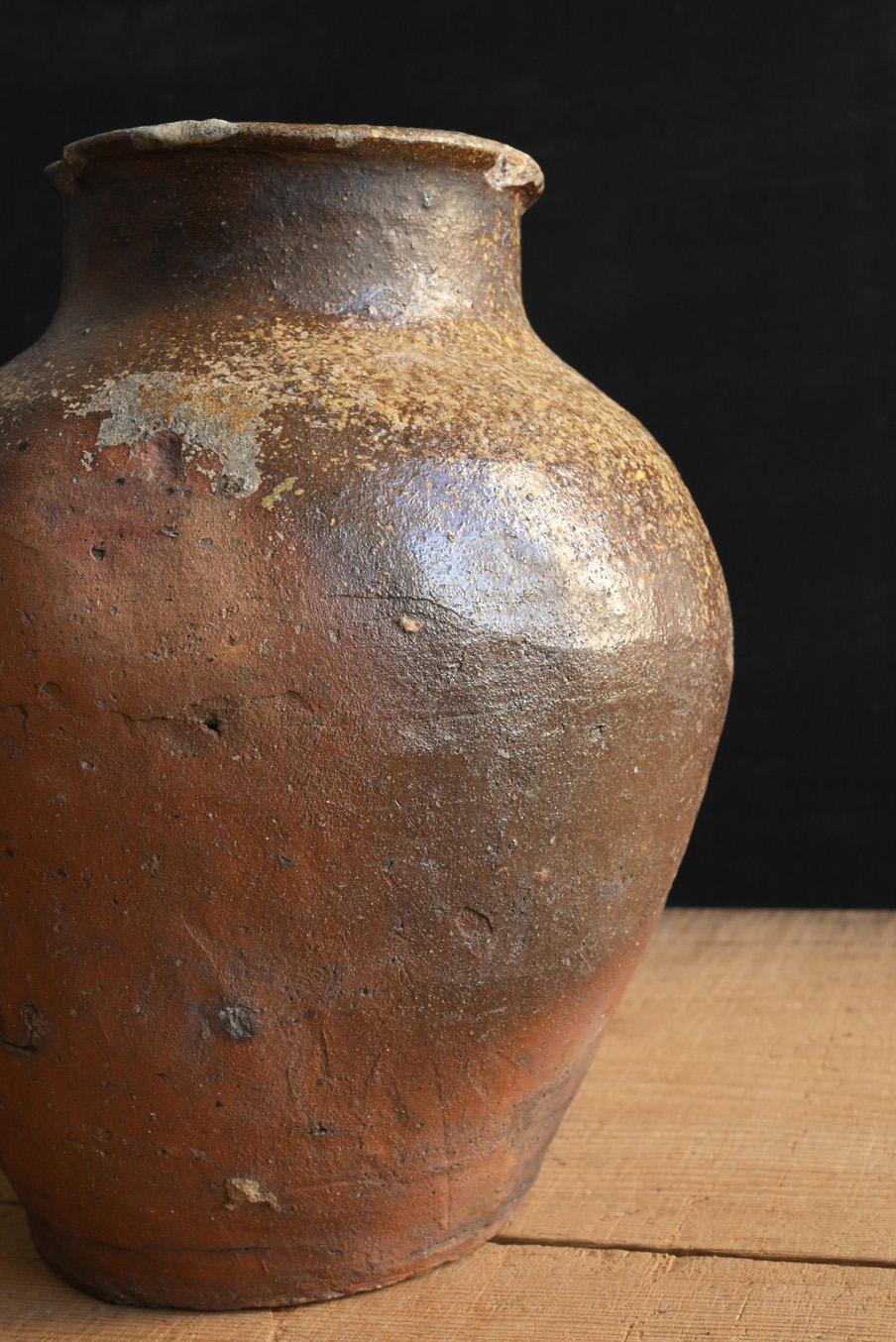 Japanese Antique Pottery Jar 15th-16th Century/ Wabi-Sabi Jar/Tokoname Vase For Sale 6