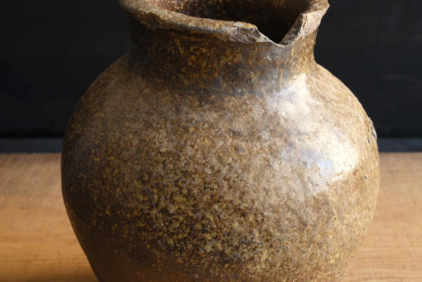 Japanese Antique Pottery Jar 15th-16th Century/ Wabi-Sabi Jar/Tokoname Vase For Sale 7