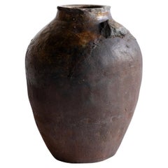 Japanese Antique Pottery Jar 16th-17th Century/ Wabi-Sabi Vase/Tokoname