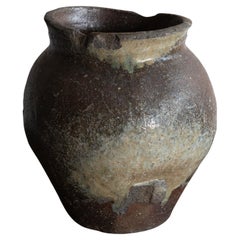 Japanese Antique Pottery Jar 16th-17th Century/ Wabi-Sabi Vase/Tokoname