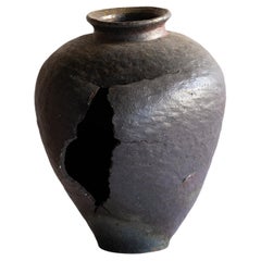 Japanese Antique Pottery Jar 17th-18th Century/ Wabi-Sabi /Tokoname
