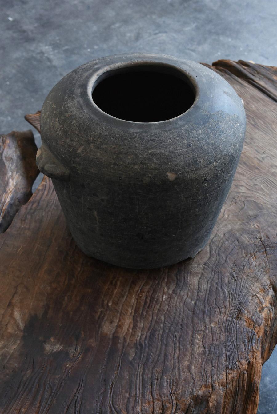 Japanese Antique Pottery Jar /1868-1920/Charcoal Bowl / Vase / Brazier For Sale 3