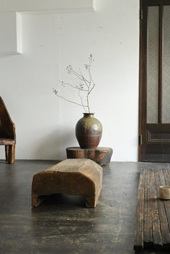 Japanese Antique Pottery Jar "Tamba"/Beautiful Natural Glaze/1500s