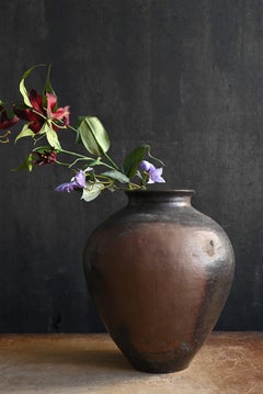 Japanese Antique Pottery Jar / Tokoname Ware / 1500s/ kiln-transformed vase