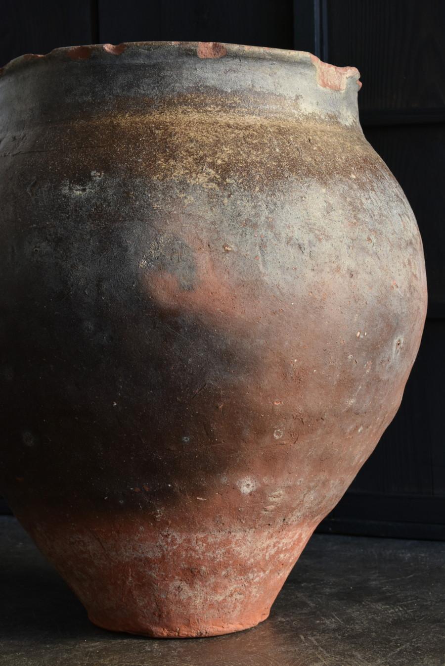 Japanese Antique Pottery Large Jar/1610-1680/Edo Period/Wabisabi Tsubo/Tokoname For Sale 5