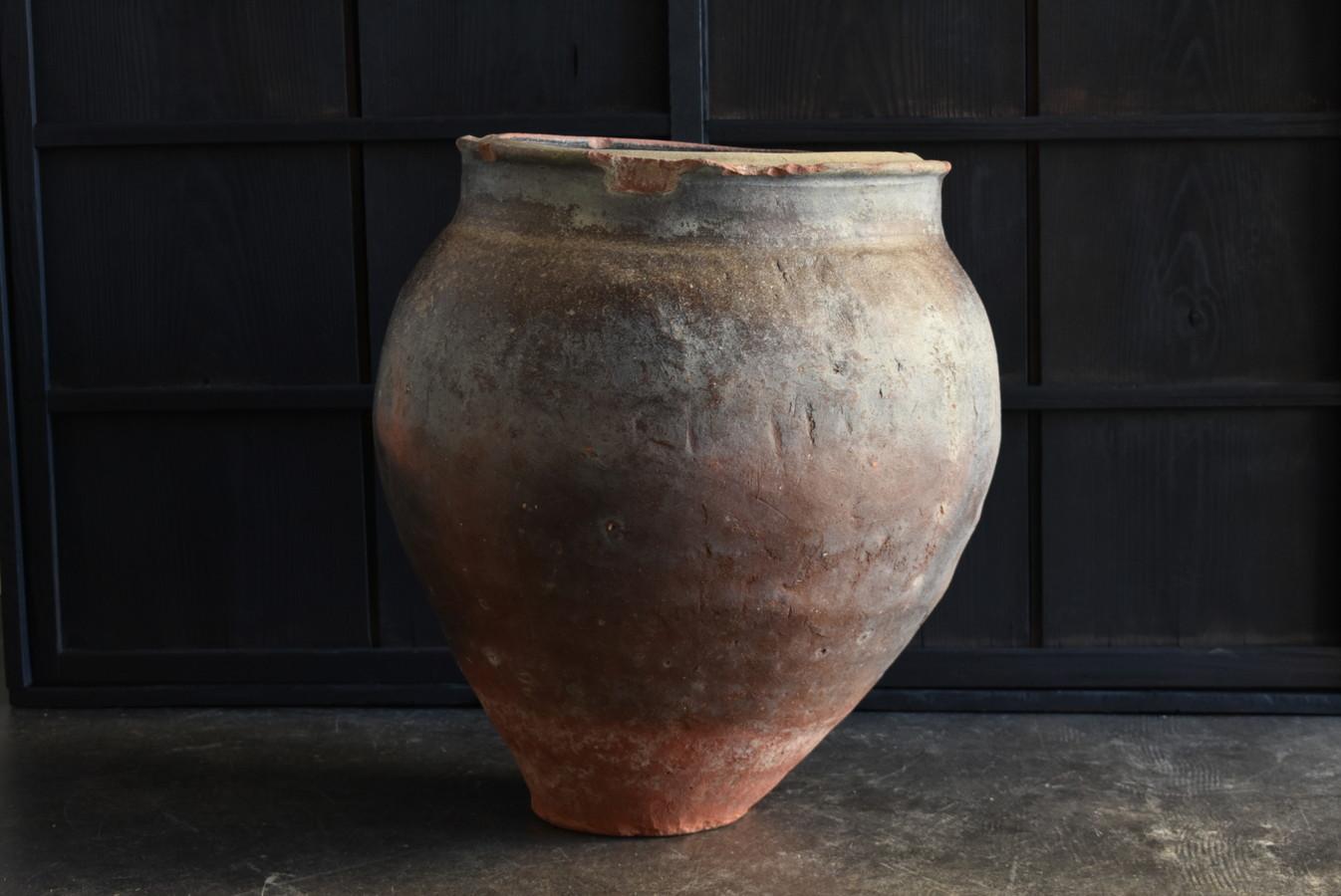 Japanese Antique Pottery Large Jar/1610-1680/Edo Period/Wabisabi Tsubo/Tokoname For Sale 5