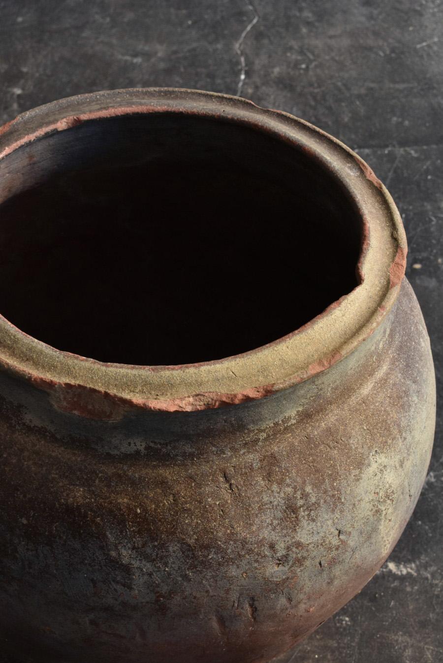 Japanese Antique Pottery Large Jar/1610-1680/Edo Period/Wabisabi Tsubo/Tokoname 7