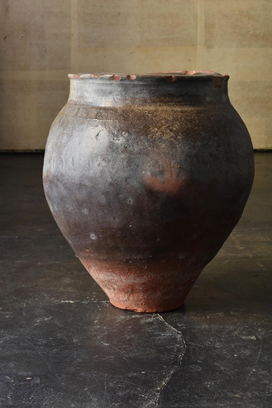 Japanese Antique Pottery Large Jar/1610-1680/Edo Period/Wabisabi Tsubo/Tokoname 9
