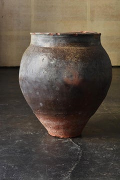 Japanese Antique Pottery Large Jar/1610-1680/Edo Period/Wabisabi Tsubo/Tokoname