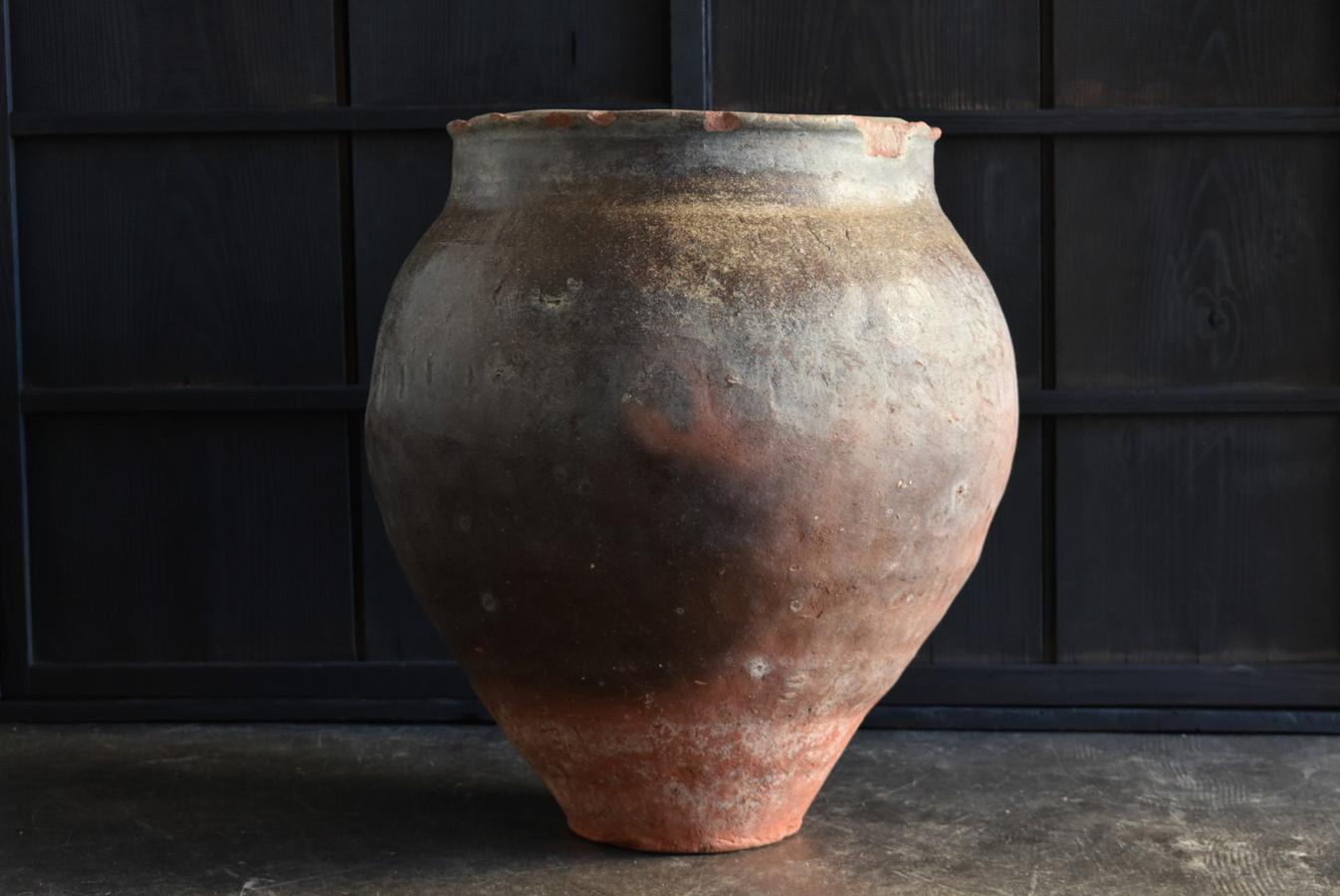 18th Century and Earlier Japanese Antique Pottery Large Jar/1610-1680/Edo Period/Wabisabi Tsubo/Tokoname