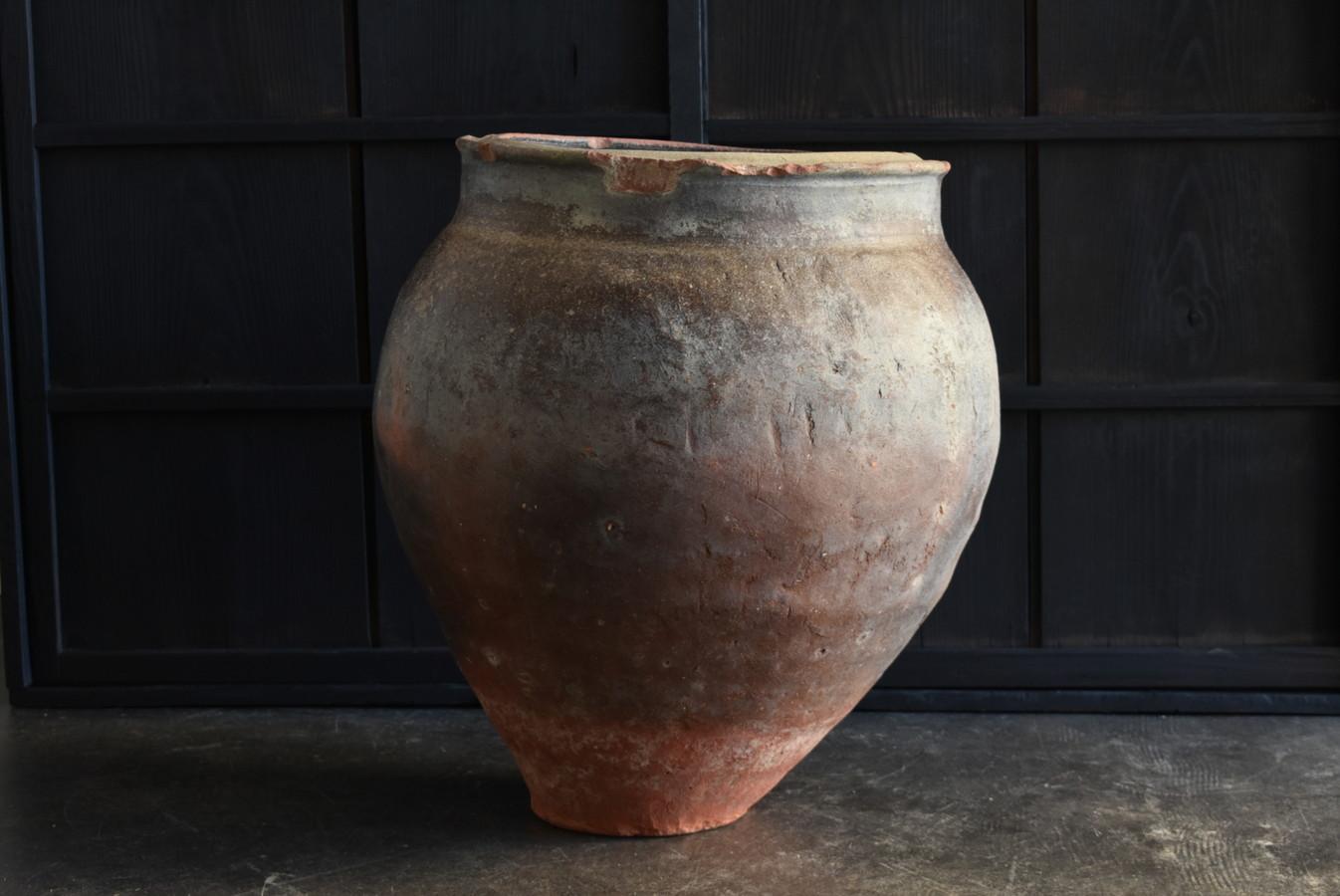 Japanese Antique Pottery Large Jar/1610-1680/Edo Period/Wabisabi Tsubo/Tokoname For Sale 1