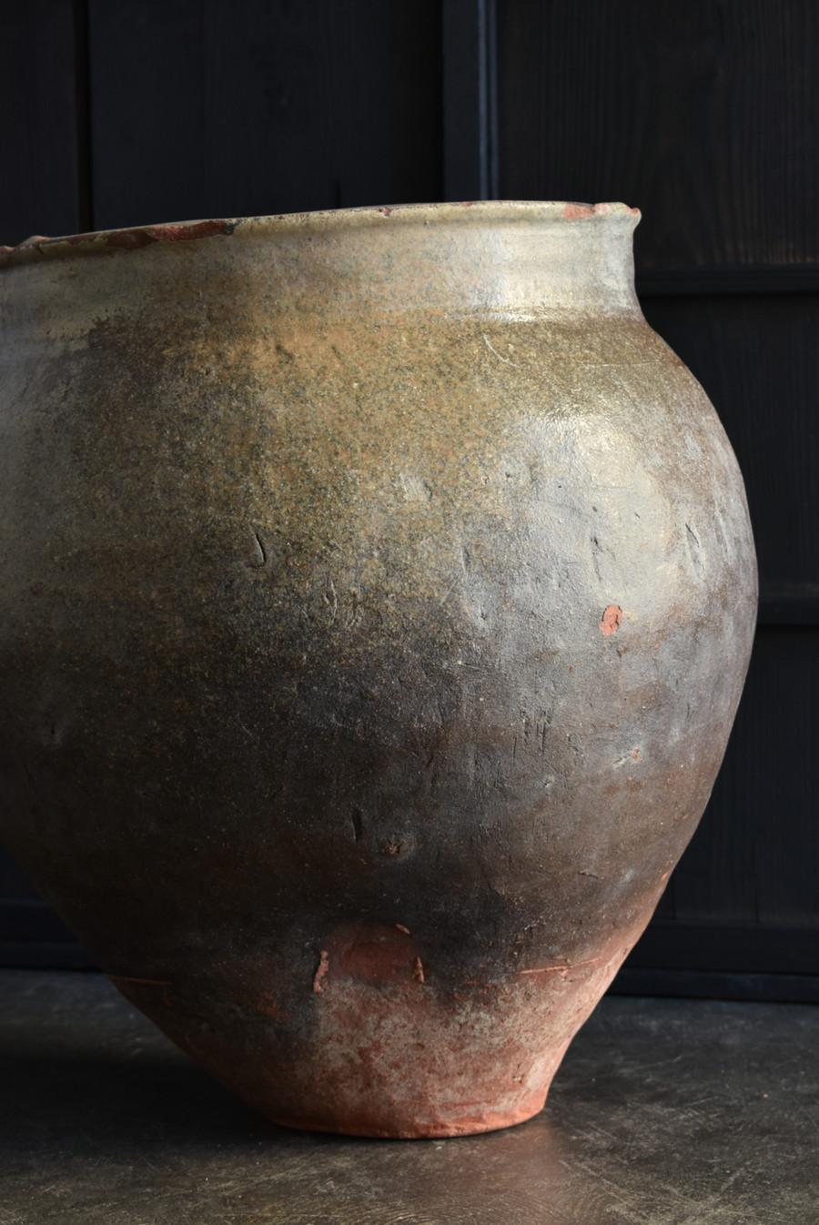 Japanese Antique Pottery Large Jar/1610-1680/Edo Period/Wabisabi Tsubo/Tokoname 3