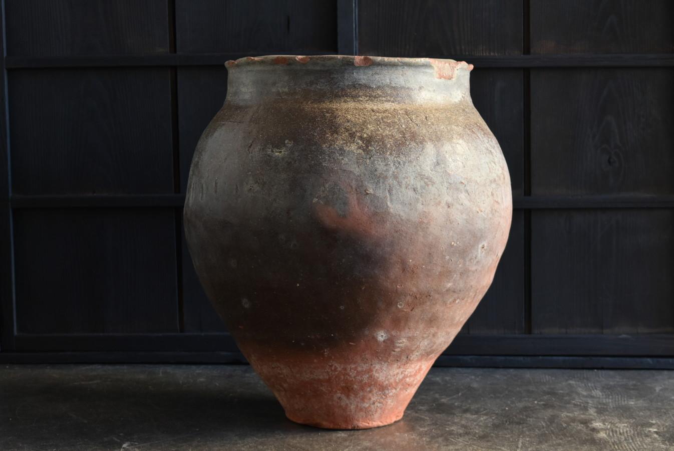Japanese Antique Pottery Large Jar/1610-1680/Edo Period/Wabisabi Tsubo/Tokoname 4