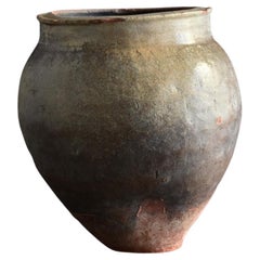 Japanese Antique Pottery Large Jar/1610-1680/Edo Period/Wabisabi Tsubo/Tokoname