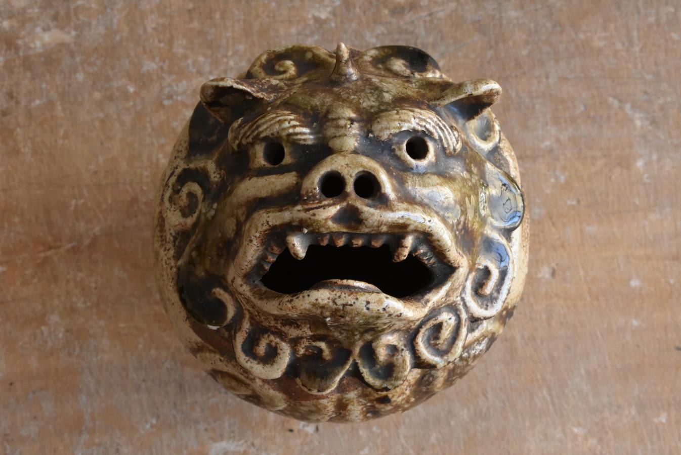 brûleur d'encens en forme de lion en poterie japonaise ancienne / 17e - 18e siècle / Edo  3