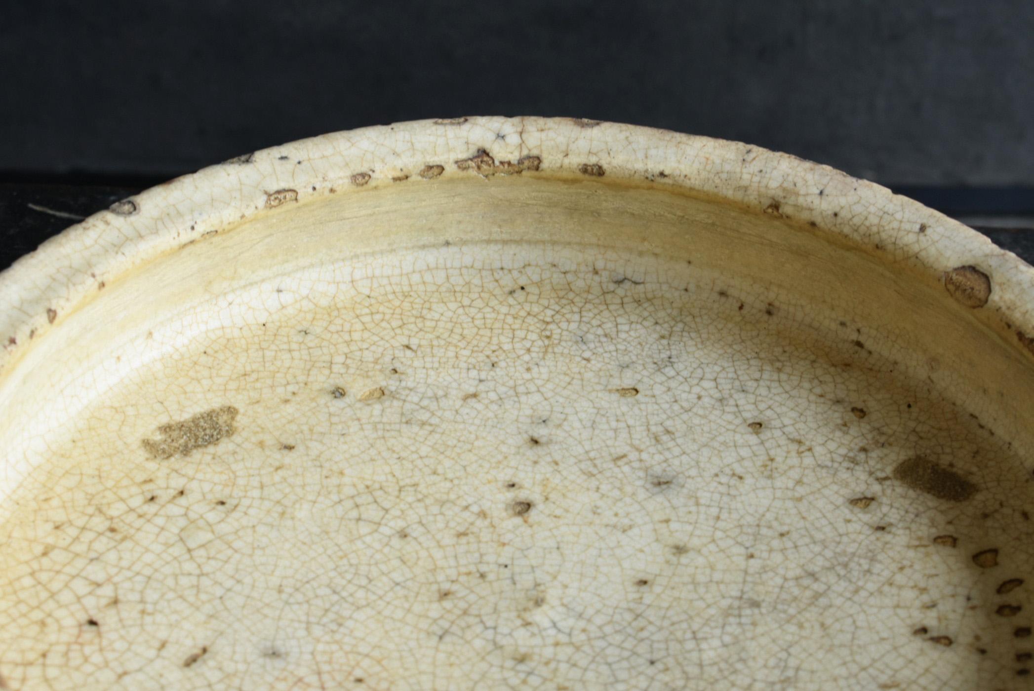 Japanese antique pottery round bowl / Edo period/18th to 19th century /Seto ware 6