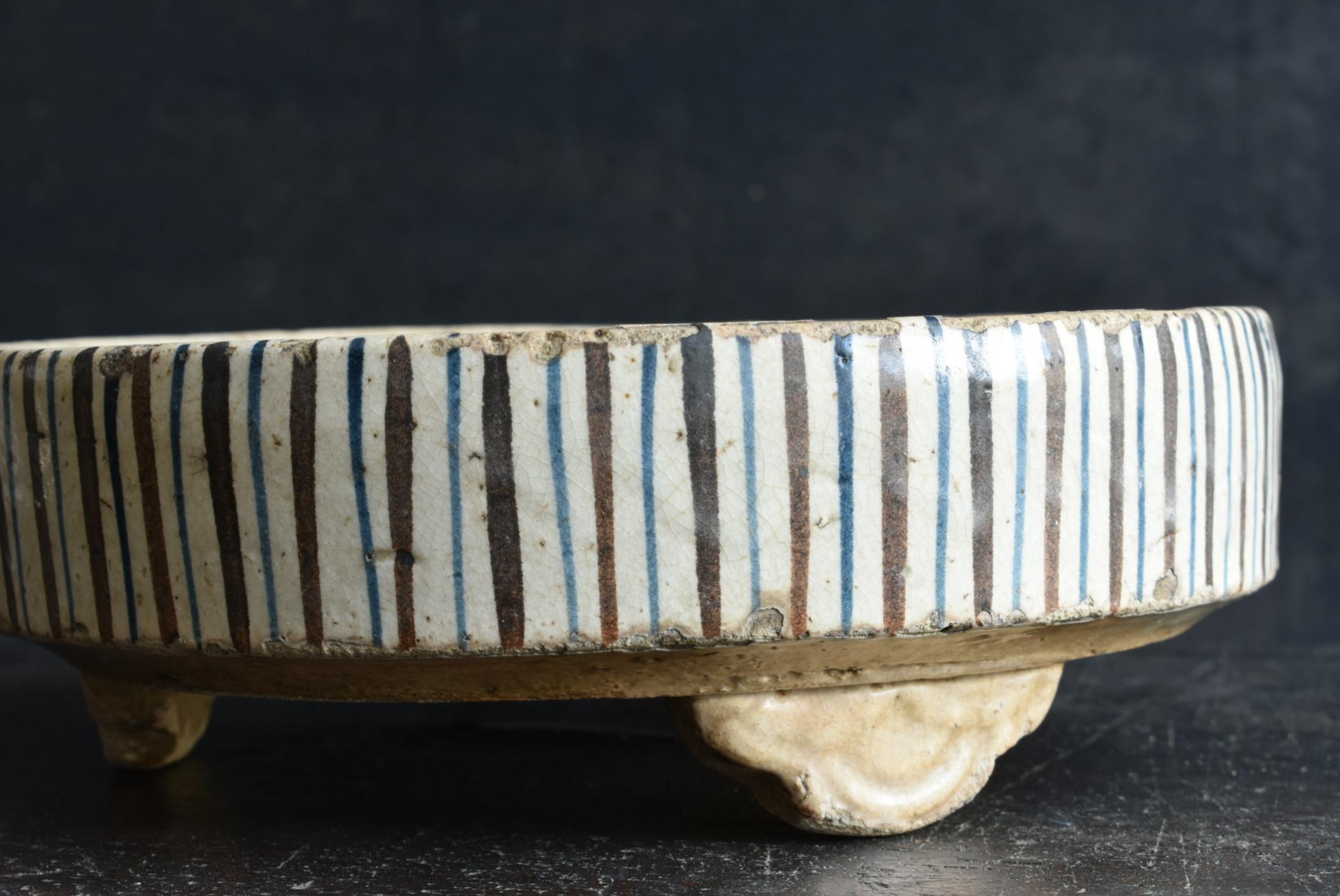 Japanese antique pottery round bowl / Edo period/18th to 19th century /Seto ware 8