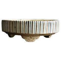 Japanese antique pottery round bowl / Edo period/18th to 19th century /Seto ware