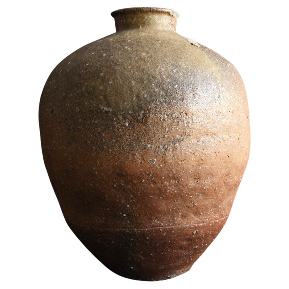 Japanese antique pottery "Shigaraki" large vase/1400-1500/Natural glaze pottery
