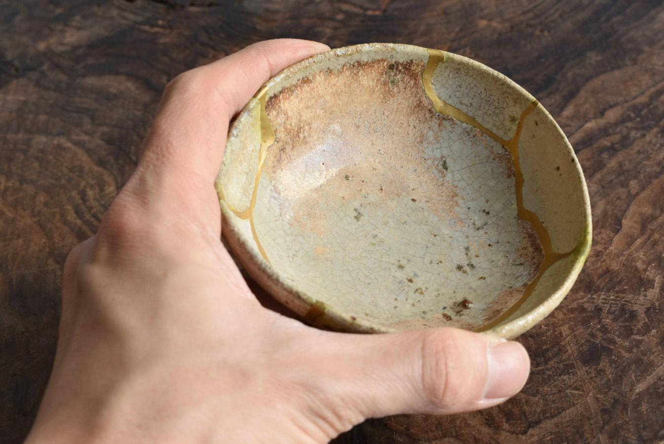 Other Japanese Antique Pottery Small Plate/1573-1650/Karatsu Ware/Kintsugi