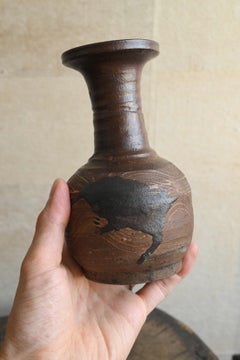 Japanese antique pottery small vase / Karatsu ware / Edo period / Kyushu region