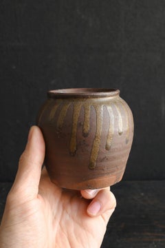 Japanese antique pottery Small vase [Tamba vase] Dark Brown/ Late 19th century