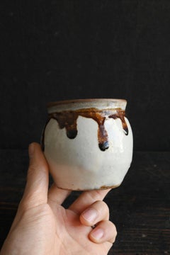 Japanese antique pottery Small vase [Tamba vase] White/ Late 19th century
