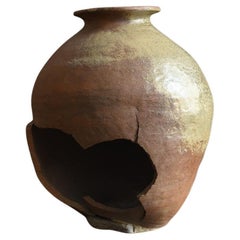 Japanese antique pottery "Tamba" ware/15th to 16th century/rare Jar