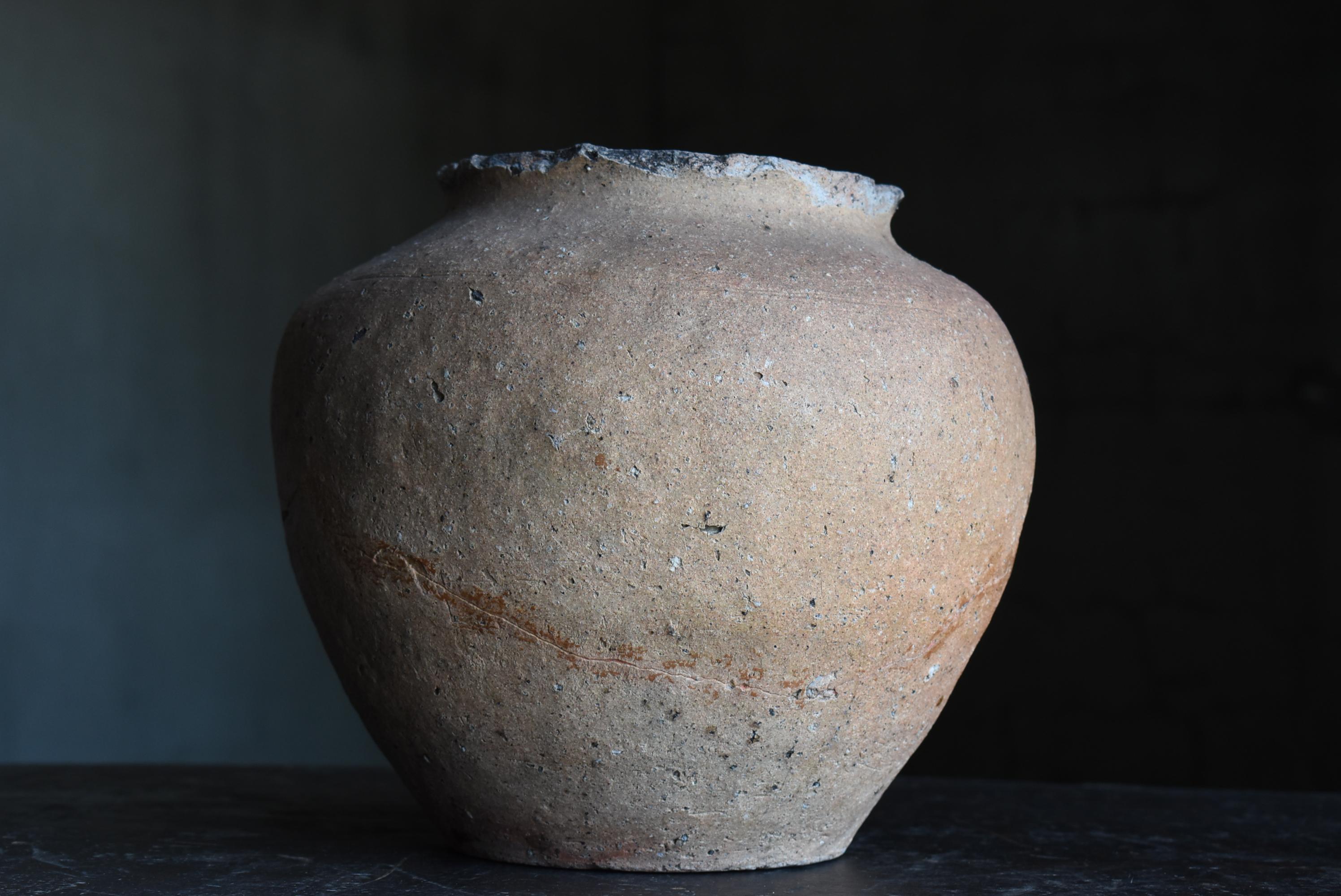 Vase en poterie japonaise ancienne 1400s-1500s / Vase à fleurs Pot Wabisabi en vente 3