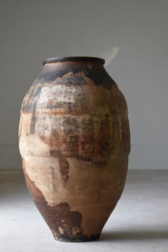 Japanese Antique Pottery Vase 1860s-1900s /Flower Vase Wabi-Sabi Jar Pot Mingei