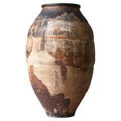 Japanese Antique Pottery Vase 1860s-1900s /Flower Vase Wabi-Sabi Jar Pot Mingei