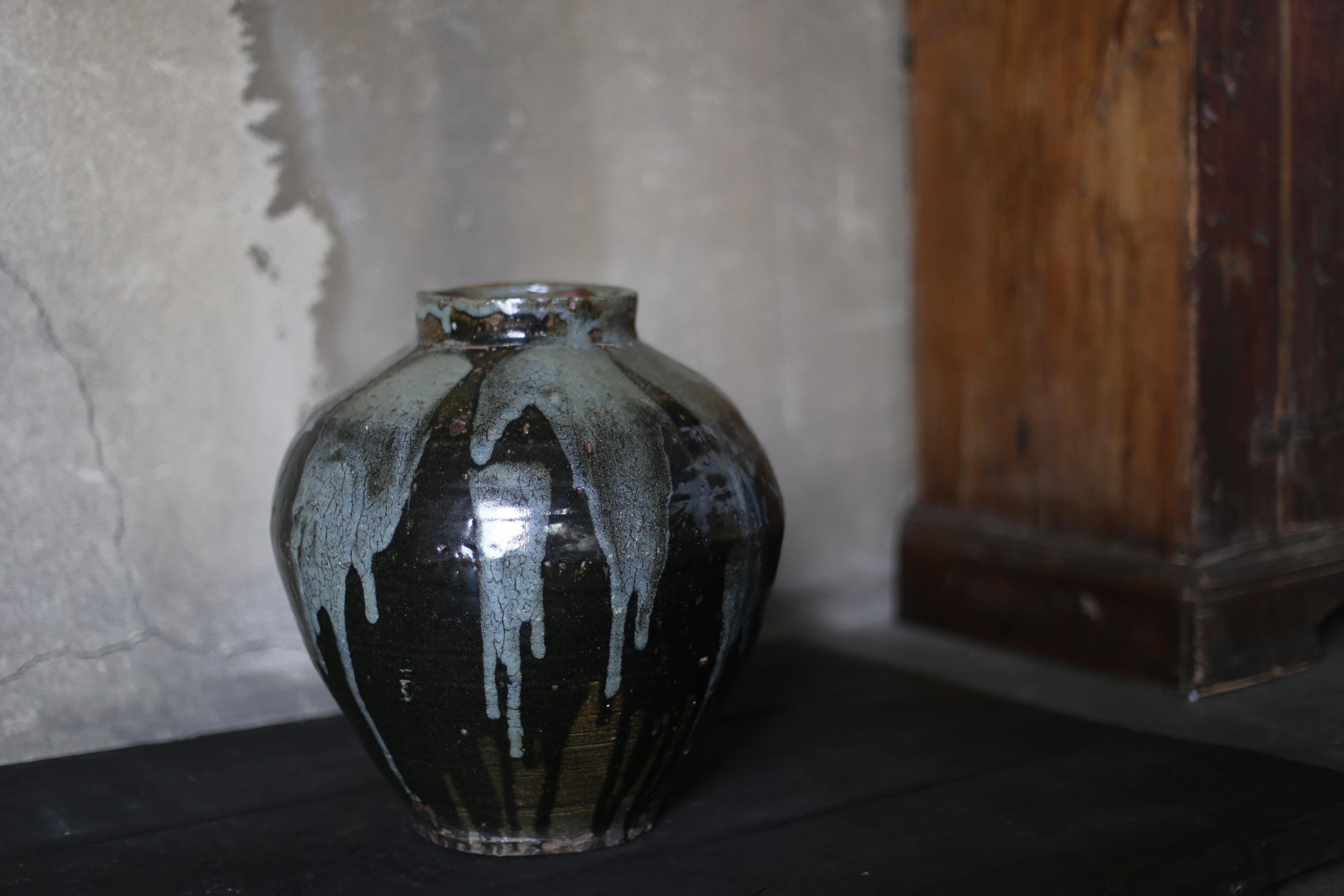 Japanische antike japanische Keramikvase 1900er-1940er Jahre / Kasama im Zustand „Gut“ im Angebot in Sammu-shi, Chiba