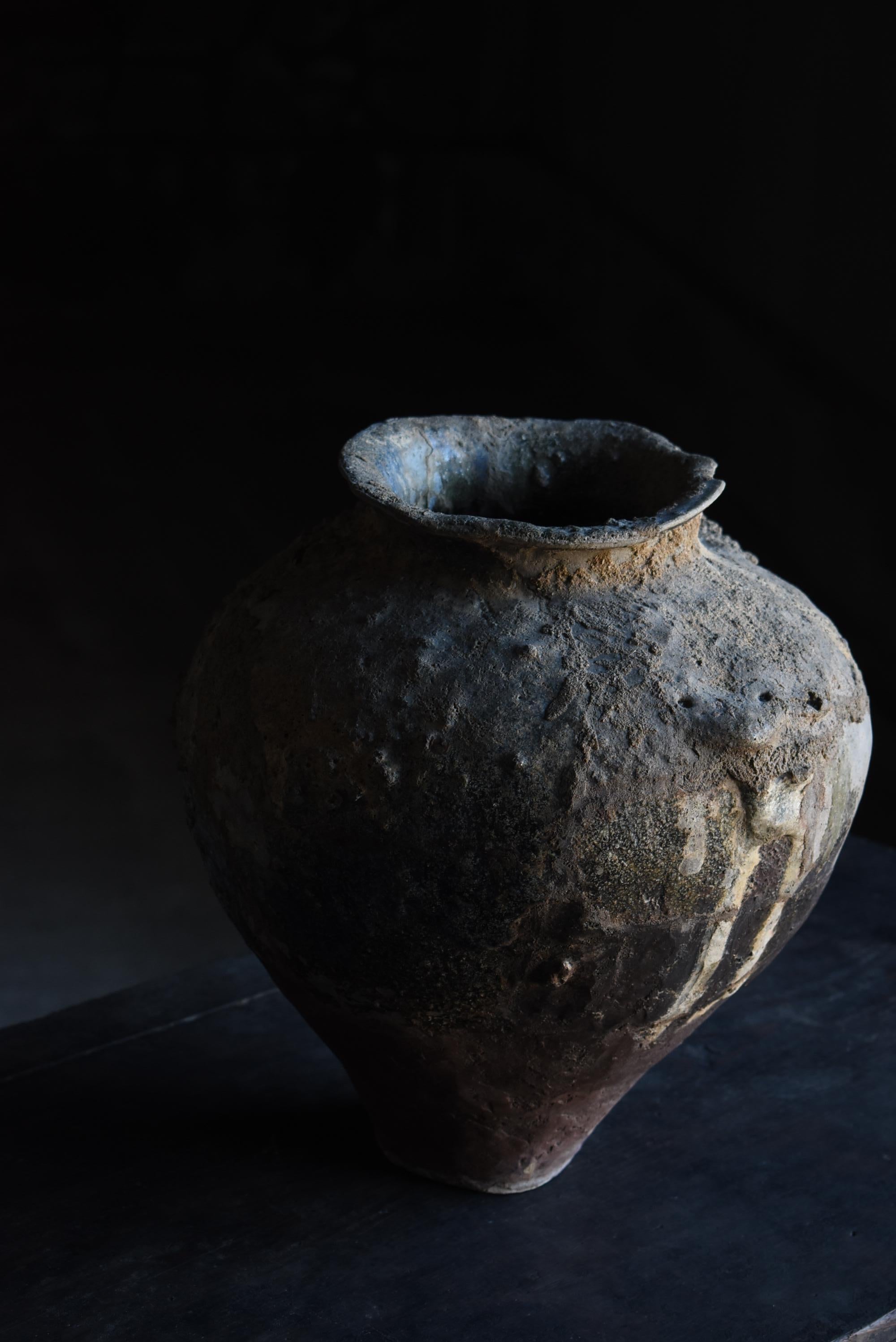 Edo Japanese Antique Pottery Vase / Flower Vase Vessel Jar Wabisabi