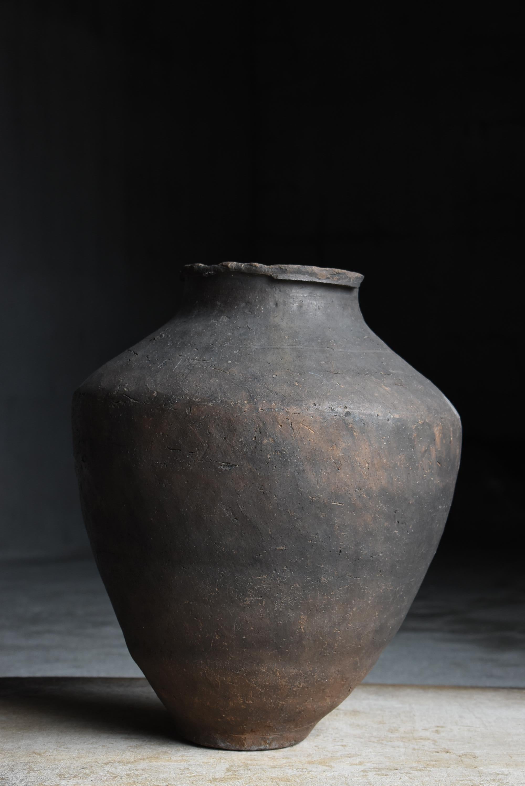 Japanische antike Keramik Vase Kamakura Periode 1185s-1333s / Gefäß Wabisabi im Angebot 2