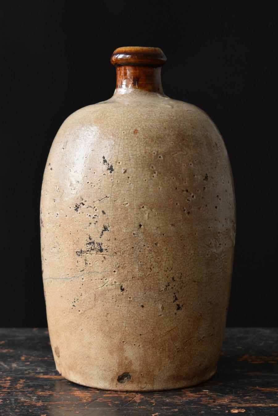 Glazed Japanese Antique Pottery Vase/Wabisabi Pottery/1800s