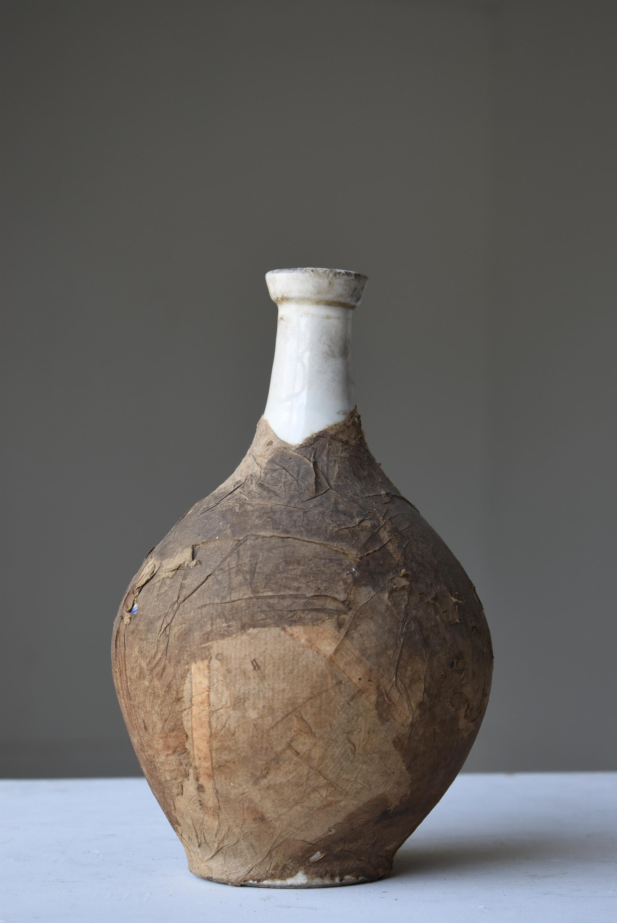 Bouteille de poterie ancienne japonaise 1860s-1900s/Vase à fleurs Wabisabi Jar Mingei en vente 3