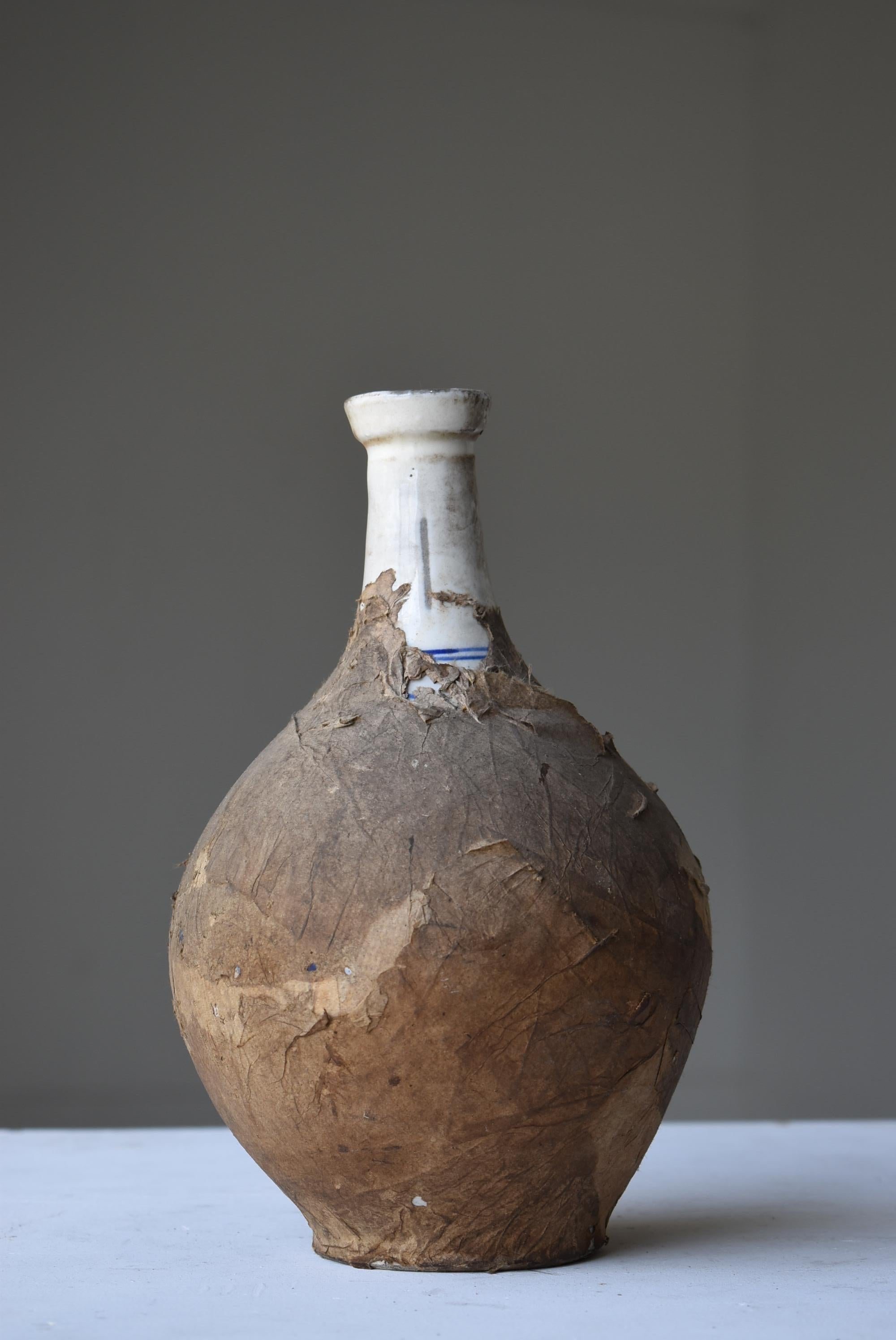 Japanische antike Keramikflasche 1860er-1900er/Blumenvase Wabisabi Glas Mingei im Angebot 2