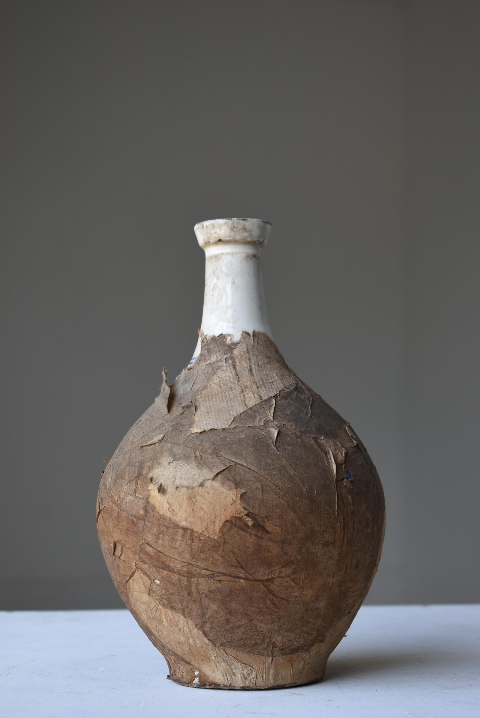 Japanische antike Keramikflasche 1860er-1900er/Blumenvase Wabisabi Glas Mingei im Angebot 3