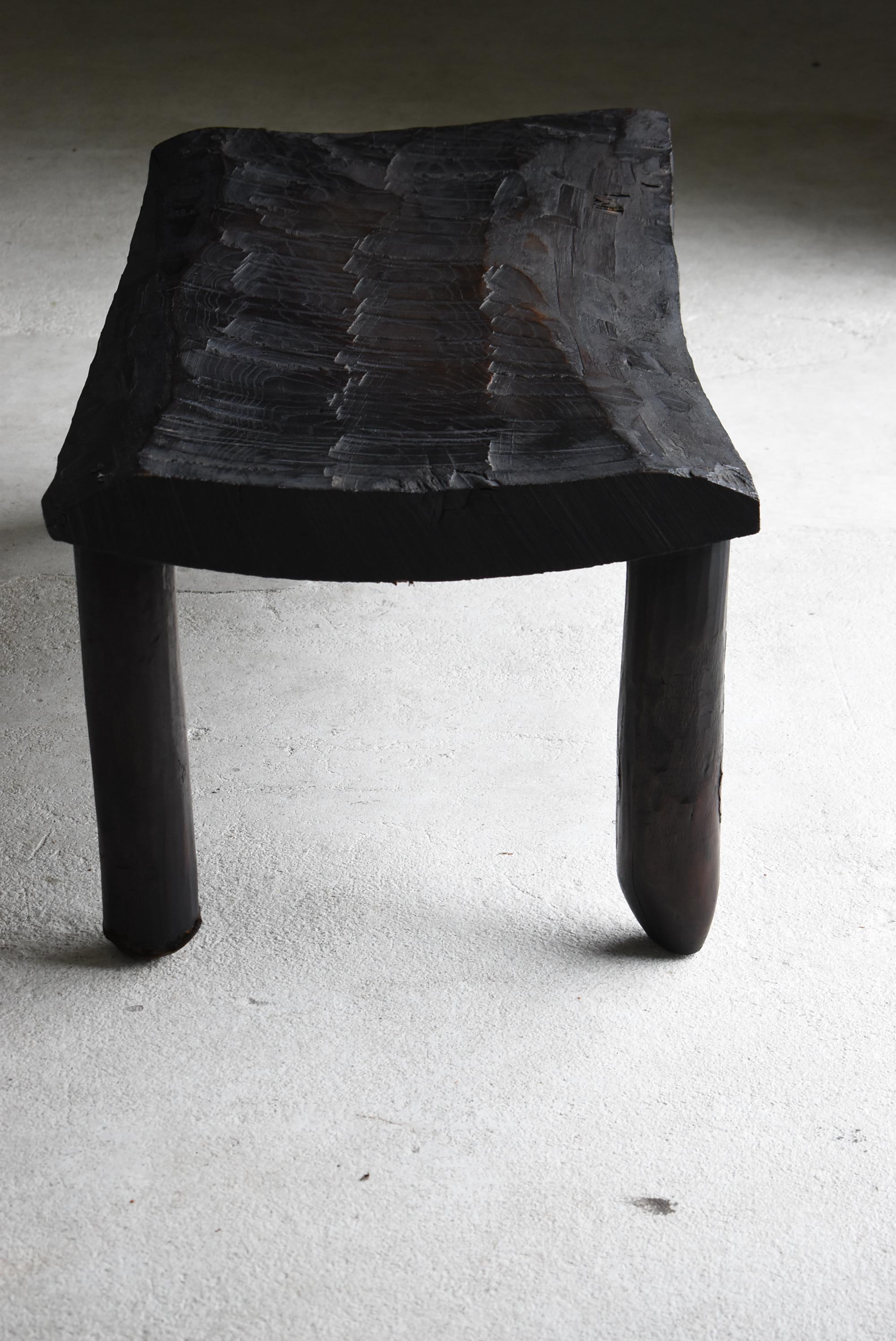 Japanese Antique Primitive Bench 1860s-1900s / Black Chairs Wabi Sabi Mingei 1