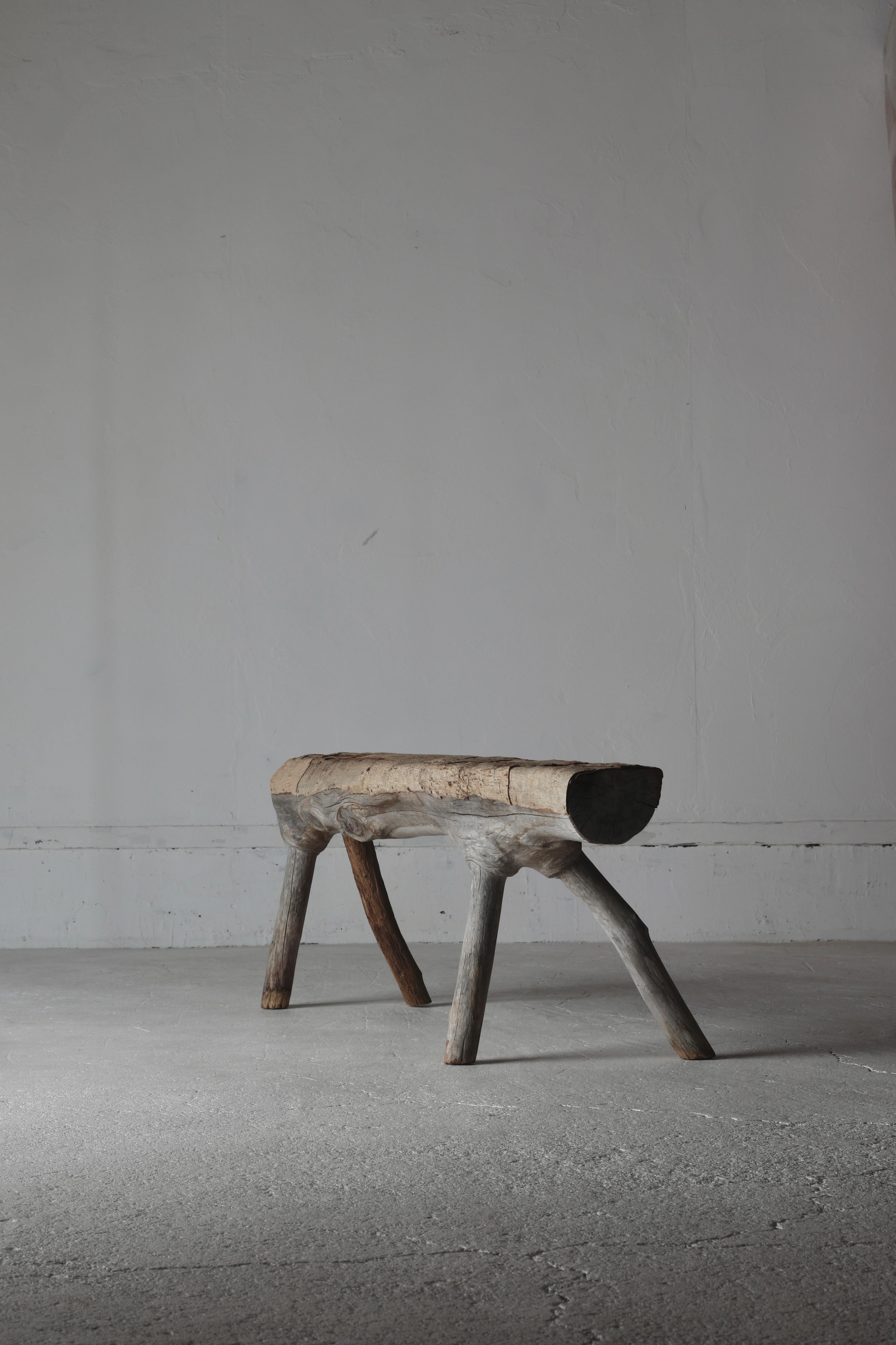 Japanese Antique Primitive Bench / Walnut Bark Paste Chair / Wabi-sabi 6