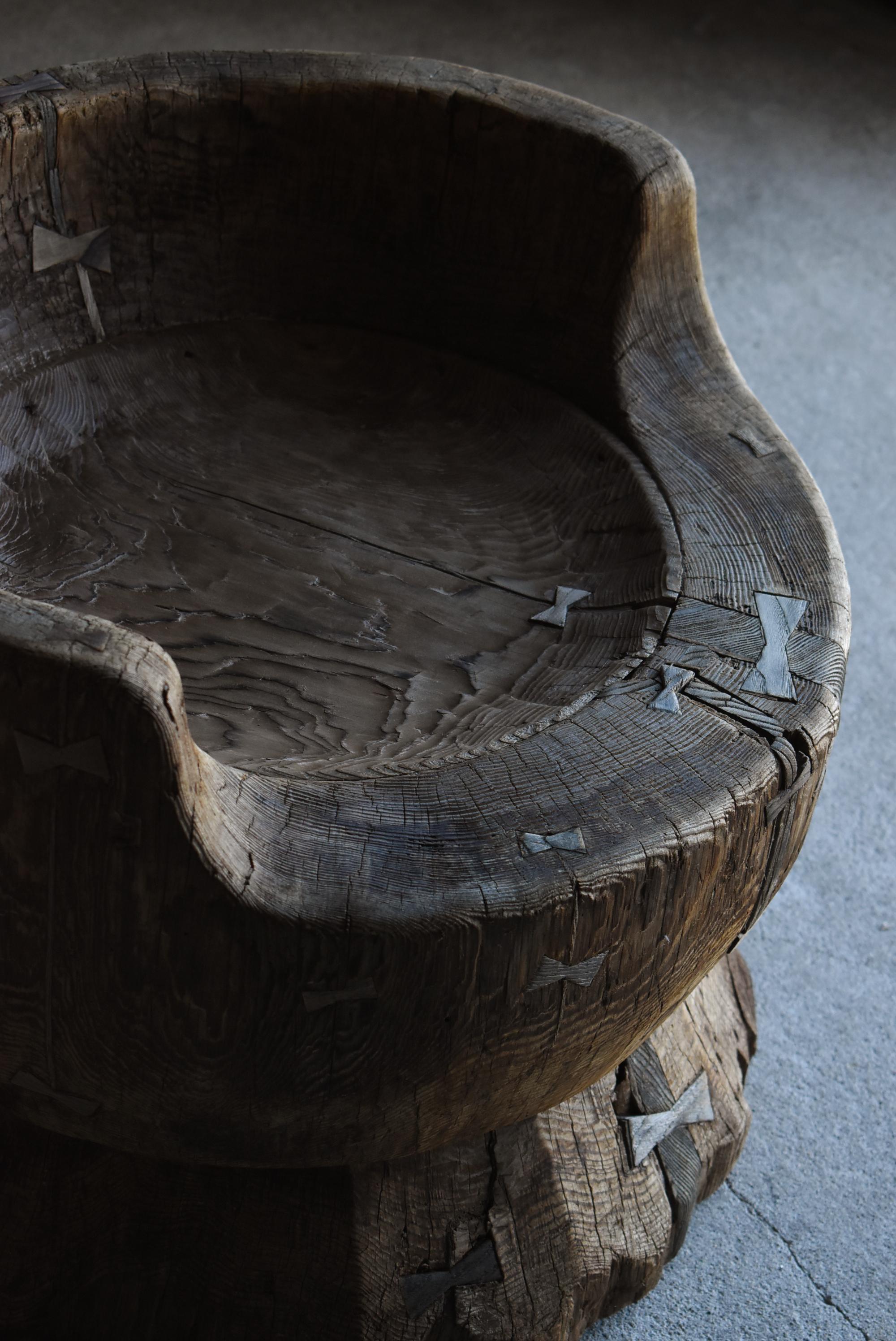 Cedar Japanese Antique Primitive Chair 1860s-1900s / Seating Mingei Wabisabi