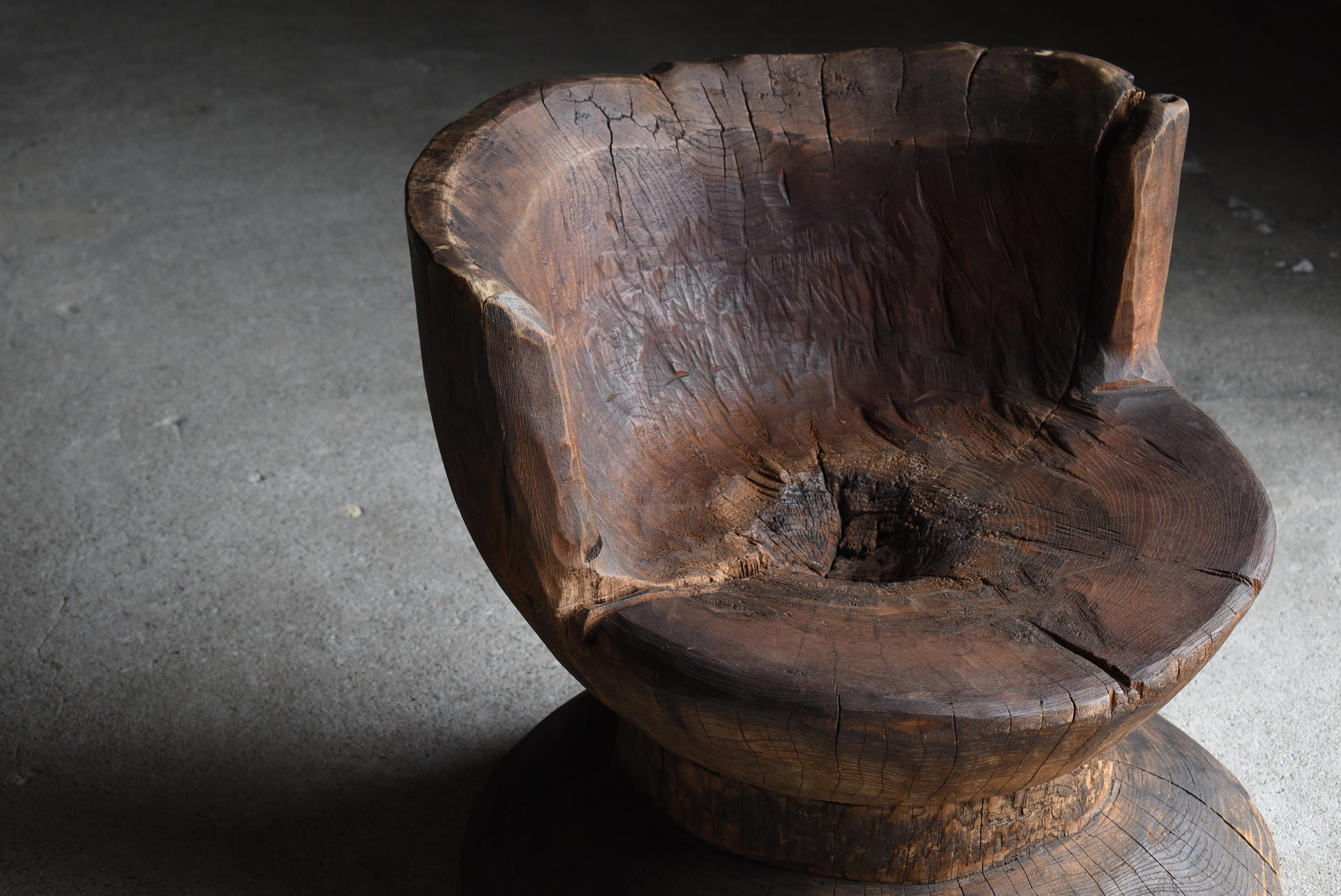 Travail du bois Chaise primitive japonaise ancienne 1860s-1920s / Chaise d'appoint Wabi Sabi en vente