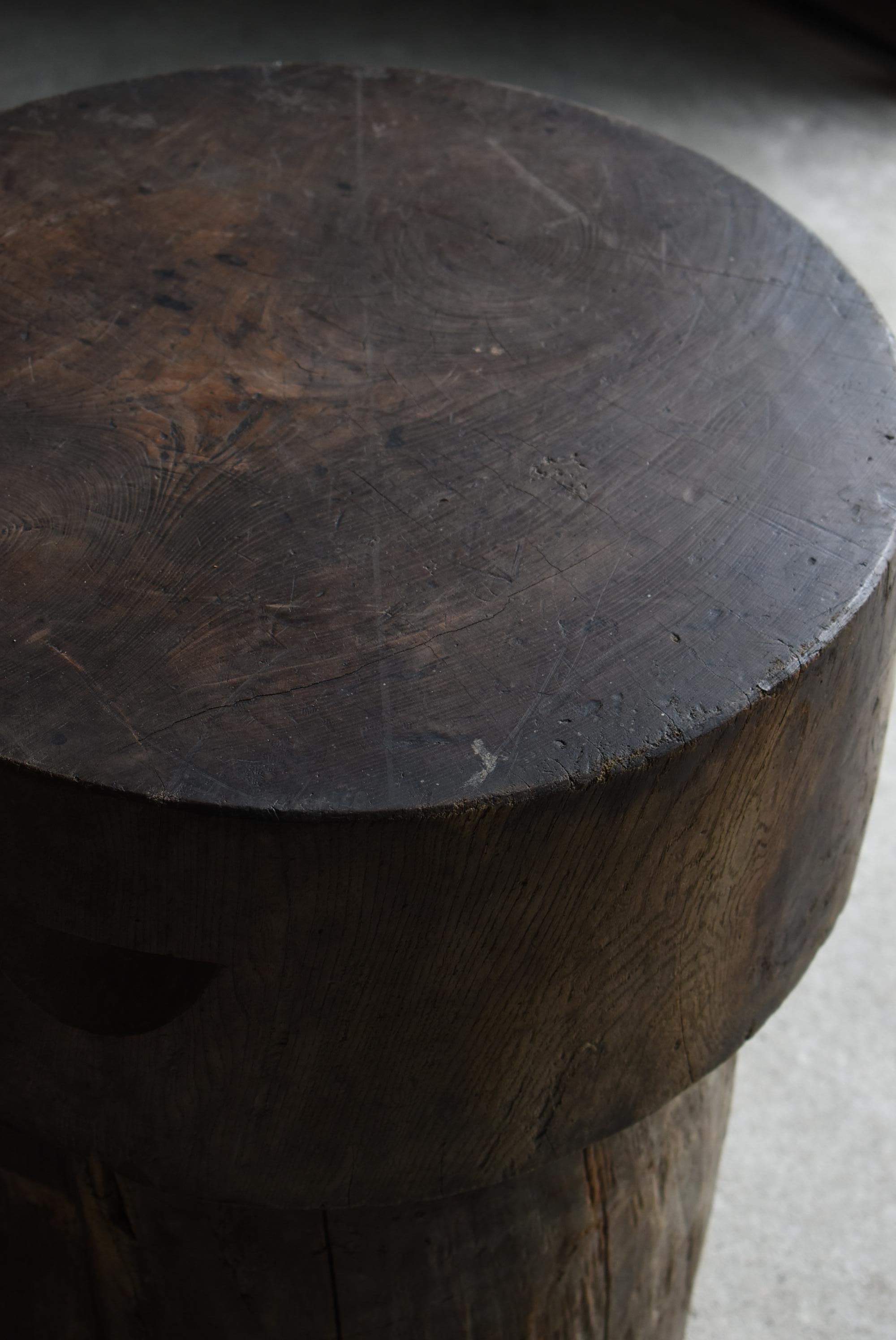Wood Japanese Antique Primitive Round Table 1860s-1900s / Coffee Table Wabi Sabi