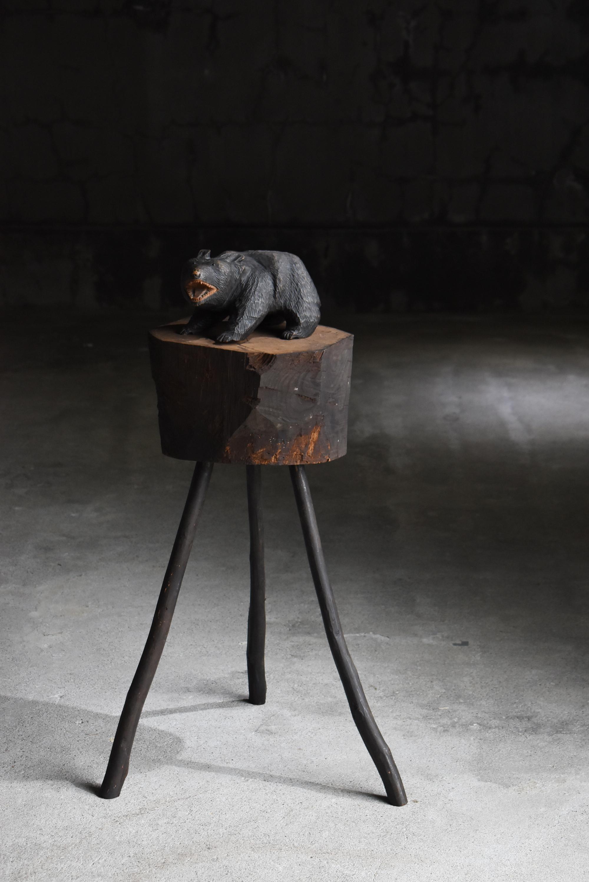 Woodwork Japanese Antique Primitive Side Table 1860s-1900s / Flower Stand Wabi Sabi For Sale