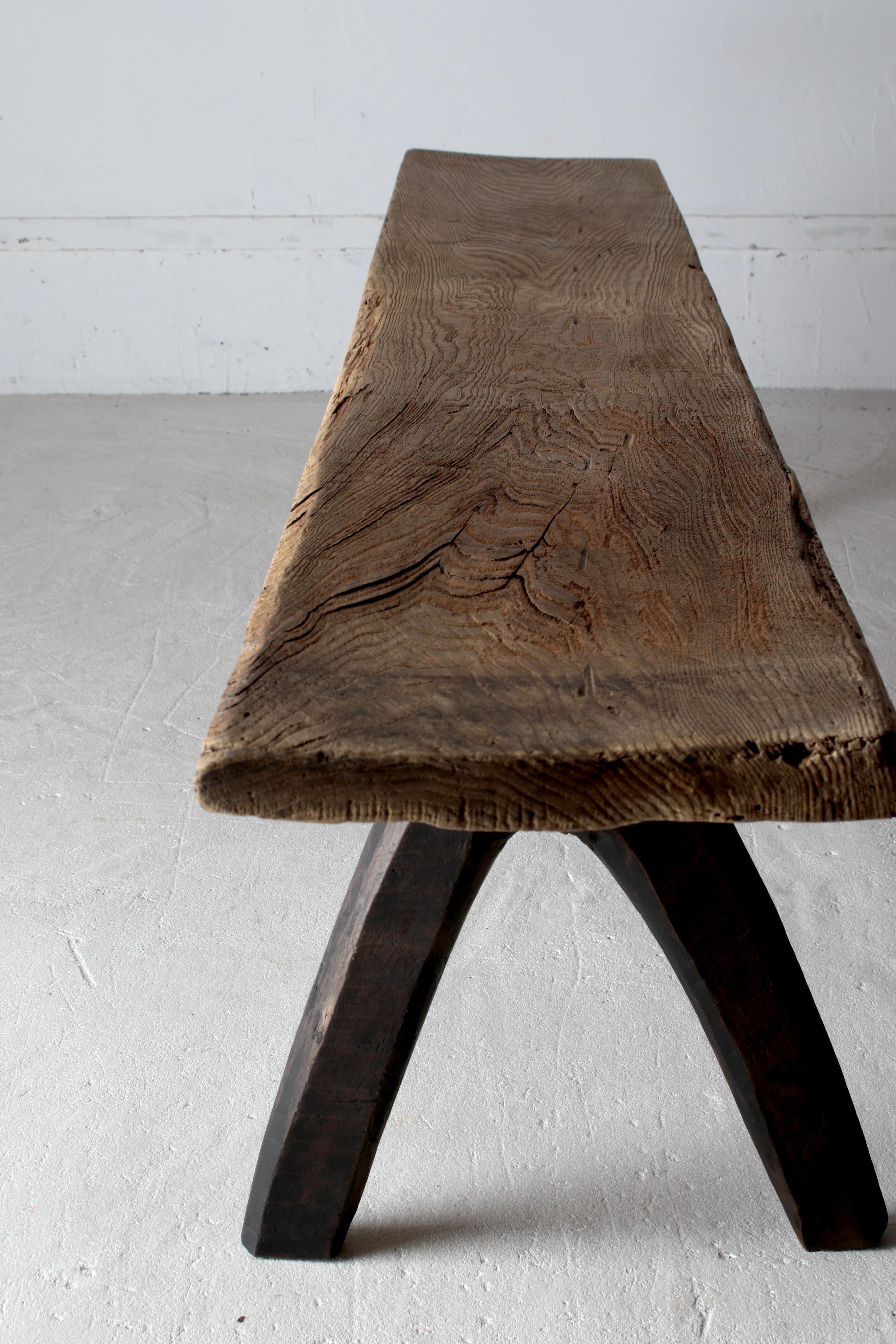 Japanese Antique Primitive Sofa Table / Bench Low Table / Wabi-Sabi Mingei 6