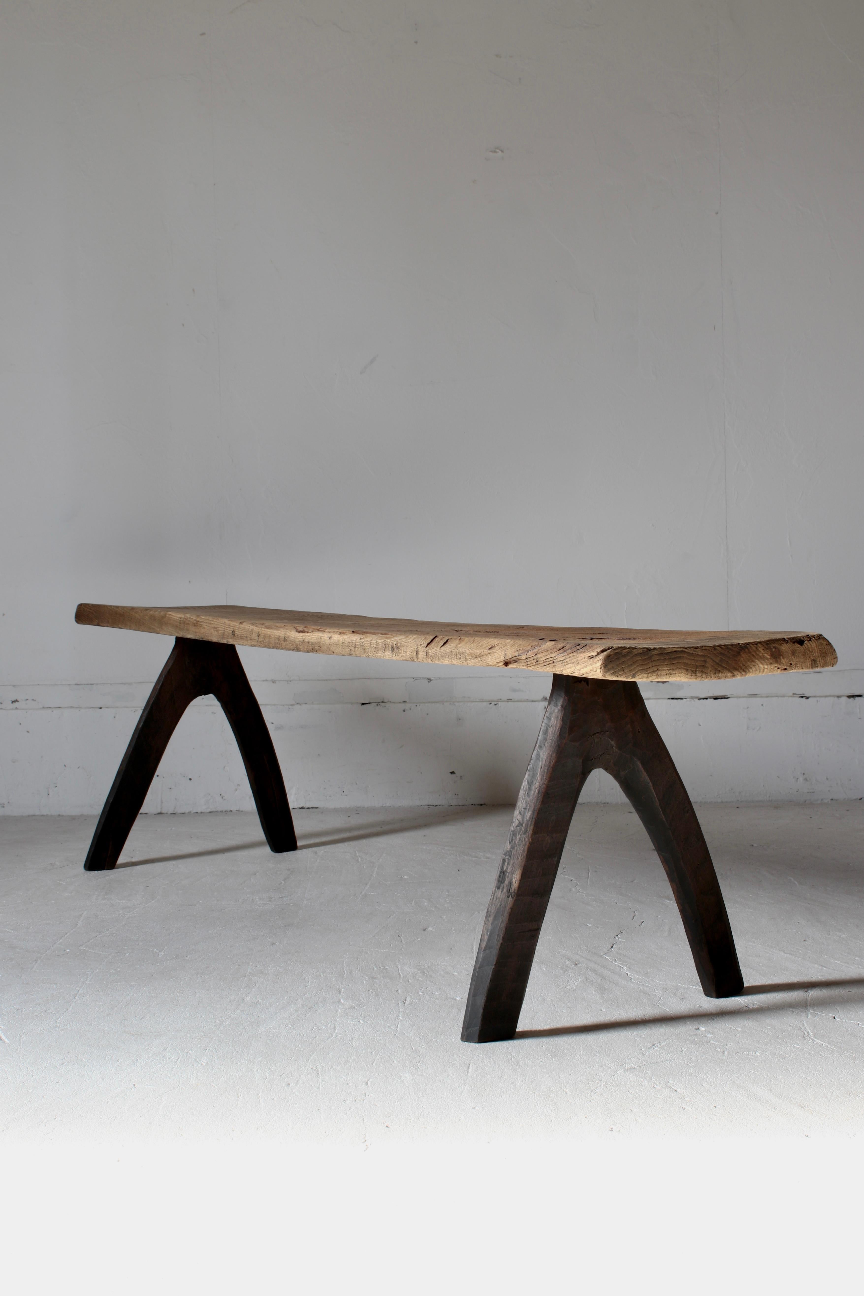 Japanese Antique Primitive Sofa Table / Bench Low Table / Wabi-Sabi Mingei 8