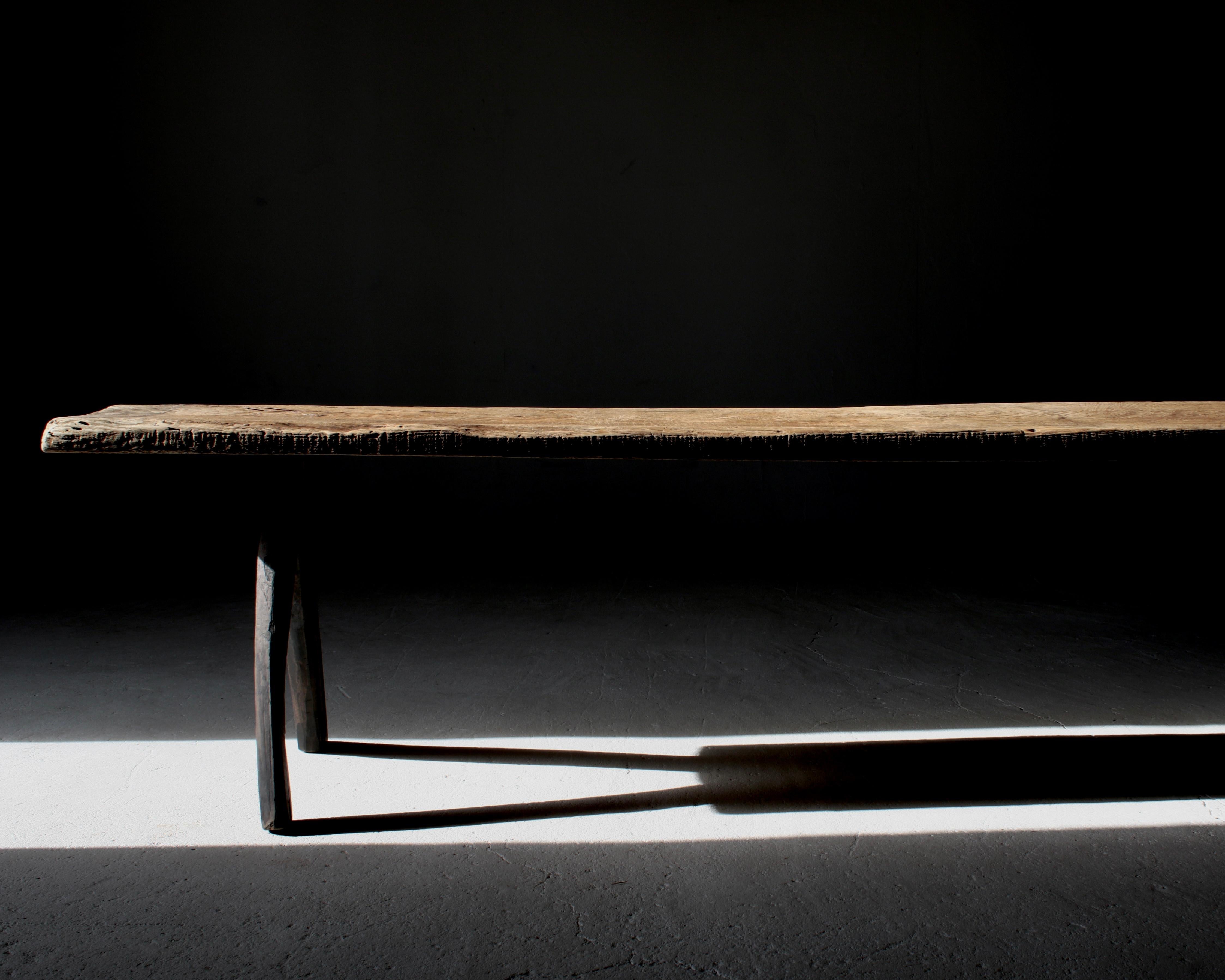 Japanese Antique Primitive Sofa Table / Bench Low Table / Wabi-Sabi Mingei 2