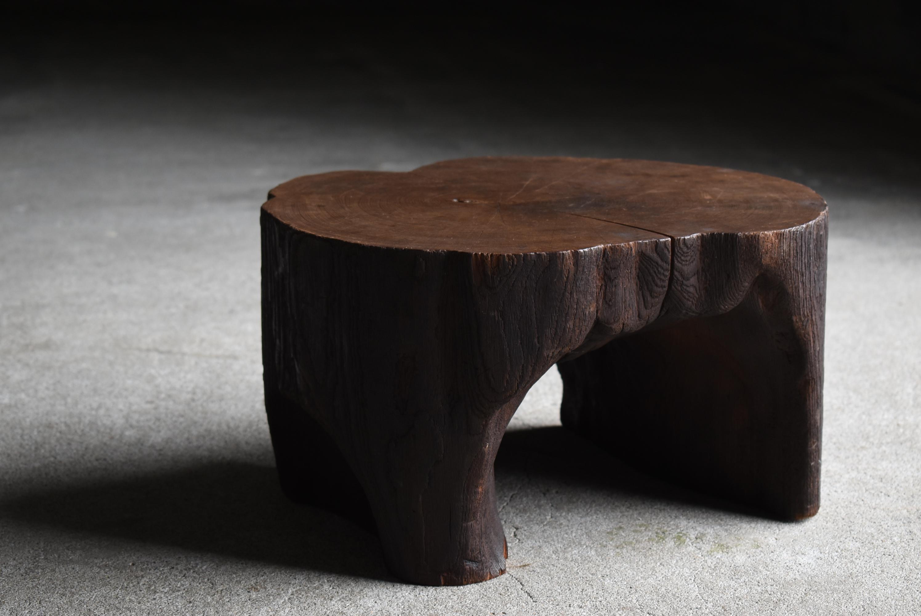 Meiji Japanese Antique Primitive Stool 1860s-1900s / Side Table Wood Chair Wabisabi